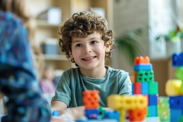 Autistic Child Engaged in Therapy Session