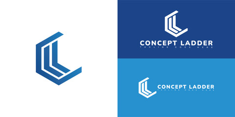 Modern initial hexagon vector letter CL or LC logo in blue color isolated on multiple background colors. The logo is suitable for education website app logo design inspiration templates.