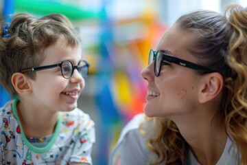 Therapist Supporting an Autistic Child in a Therapy Session