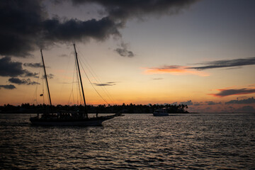 sailboat in sunset pier, key west
