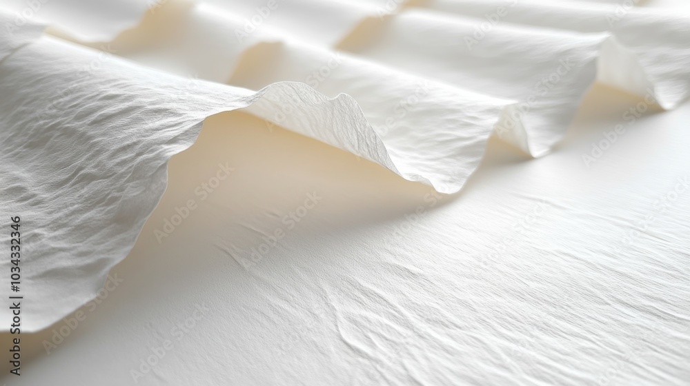 Poster soft waves of white paper create an elegant display, highlighting the intricate texture and craftsma