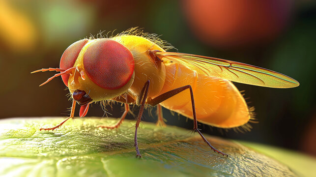 3D Cartoon Fruit Fly with Vibrant Colors. Generative AI