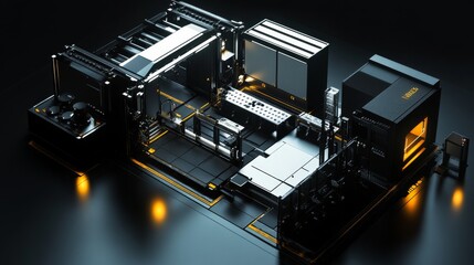 Cutting edge assembly line setup featuring advanced mechanical designs and lighting