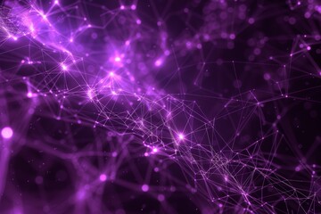 Obraz premium A vibrant network of glowing lines and nodes creates a captivating visual of interconnectedness, set against a deep purple backdrop, evoking a sense of digital energy and movement.