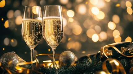 Cheers with champagne and decorations!