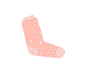 Christmas sock in flat style. Hand drawn vector illustration.