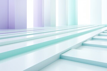 Obraz premium Minimalist composition featuring simple geometric lines in mint and light lavender hues