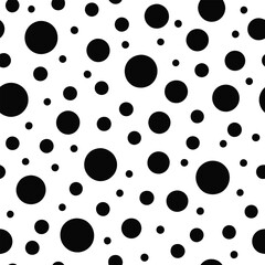 Seamless Black and White Polka Dot Pattern Vector Illustration - Circular Shapes, Flat Design, Simple Repeating Pattern, Ideal for Backgrounds, Fabrics, Wallpapers, and Graphic Design Projects