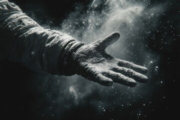 Someone is reaching out to touch the stars in the sky