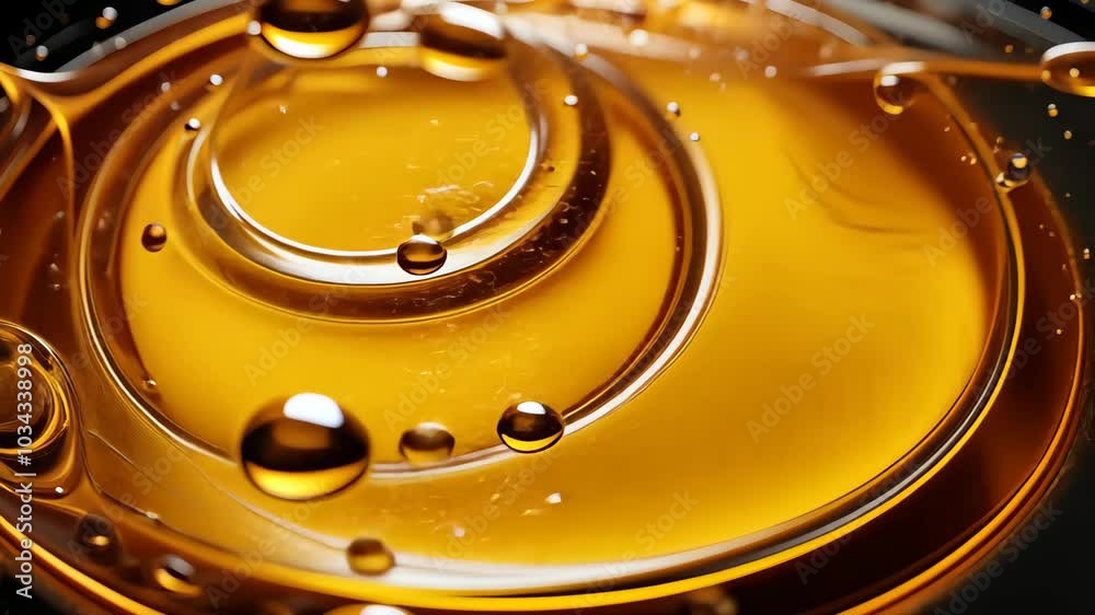 Leinwandbilder a close-up view of a vibrant splash of amber liquid creating ripples against a dark background, show
