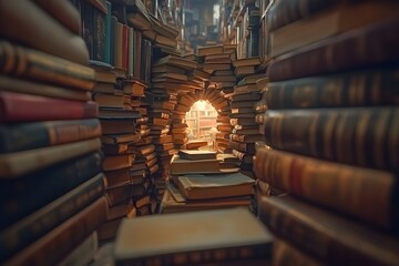 A magical tunnel of books invites you into a world of endless stories and knowledge. 