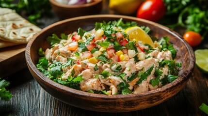 The national cuisine of Mexico: Mexican salad with chicken.