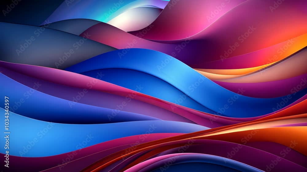 Leinwandbilder Colorful abstract waves flowing seamlessly in vibrant hues, creating a mesmerizing visual experience full of energy and motion in a darkened background