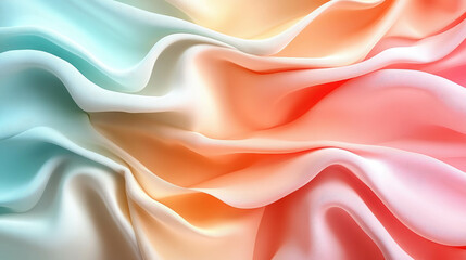 Fototapeta premium Vibrant Abstract Flowing Colors on Silk Fabric: A Modern Representation of Softness and Movement