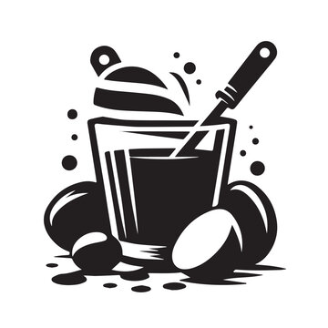 black and white eggs and drink clip art preview