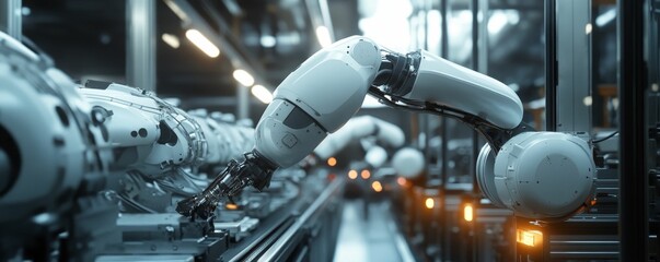 Fototapeta premium Robotic arm on an assembly line.