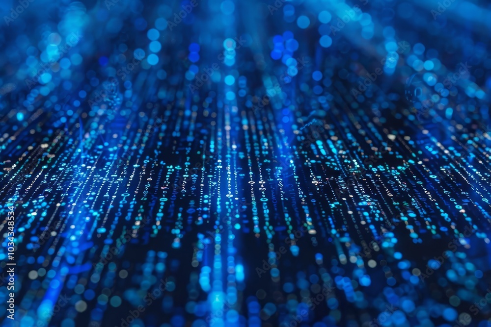 Poster a mesmerizing display of flowing blue lines and dots that creates a dynamic sense of data movement i