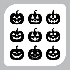 Set of logotype different type of black simple Halloween vector illustration silhouettes in white background, collection of Halloween silhouettes