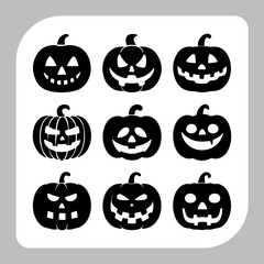 Cute cartoon Halloween character icons set.