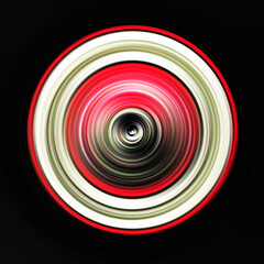 Colorful radial motion effect. Abstract rounded background. Color curves and sphere.