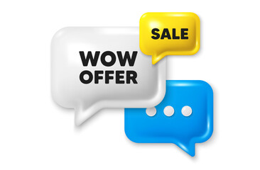 Wow offer tag. Offer speech bubble 3d icon. Special Sale price sign. Advertising Discounts symbol. Wow offer chat offer. Speech bubble sale banner. Discount balloon. Vector