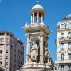 famous Jacobin fountain in Lyon, France