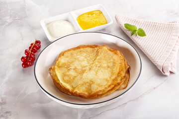 Sweet homemade thick baked pancakes