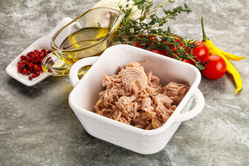 Canned tuna fillet for salad