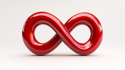 Glossy red infinity symbol on a clean white background