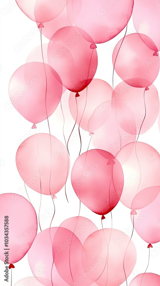 Wall mural bunches of pink balloons are elegantly tied together, ready to enhance the joyful ambiance of a part