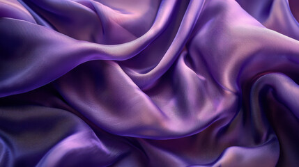 Fototapeta premium A close-up of flowing purple silk fabric draped elegantly in soft light, highlighting its smooth texture and rich color variations