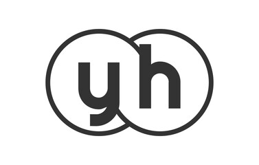 Obraz premium YH business company emblem with outline rounds and letters y h. Logo template of two merged circles for brand identity, logotype. Vector Infinity symbol