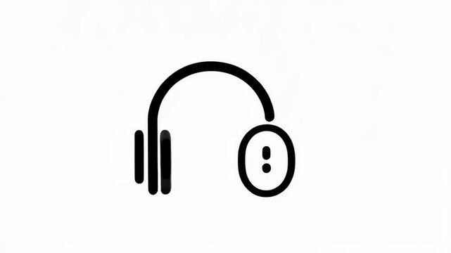A black and white icon of a headset with an exclamation point inside the earcup