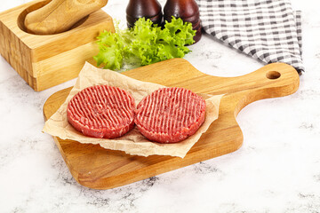 Raw beef  burger cutlet for grill