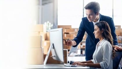 Warehouse Inventory Management On Office Computer