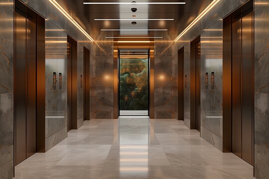 office interior with elevator