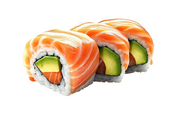 Sushi roll PNG isolated on transparent background, white background.