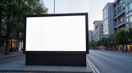 Fototapeta premium Empty outdoor advertising banner mockup with copy space on city street