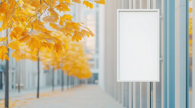 Advertising Space: Blank Sign in Autumnal Setting