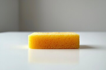 A Yellow Sponge on a White Surface