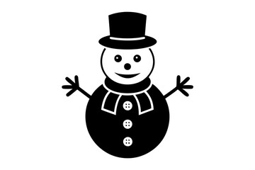 set of snowman winter christmas character illustration design vector black white icon collections isolated