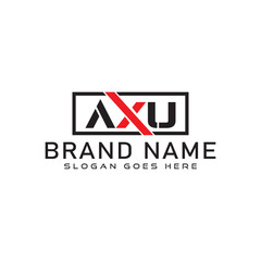 AXU letter logo design. AXU business and real estate monogram logo vector template.