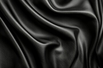 Obraz premium Black Leather Texture with Wrinkles and Shiny Surface