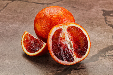 Red Sicilian orange ripe and juicy