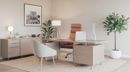 A desk with a laptop and a window in the background.