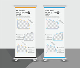 Elegant roll banner template design for business, display, advertisement