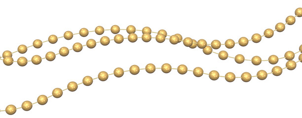 Gold Mardi Gras beads over a transparent background. 3D render. © Kevin