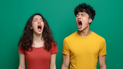 Couple shouting in frustration, highlighting the strain and emotional tension in their troubled relationship