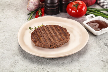 Grilled minced beef burger cutlet