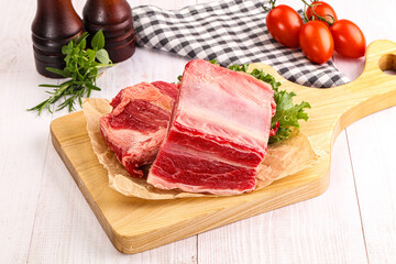 Raw beef rib for cooking
